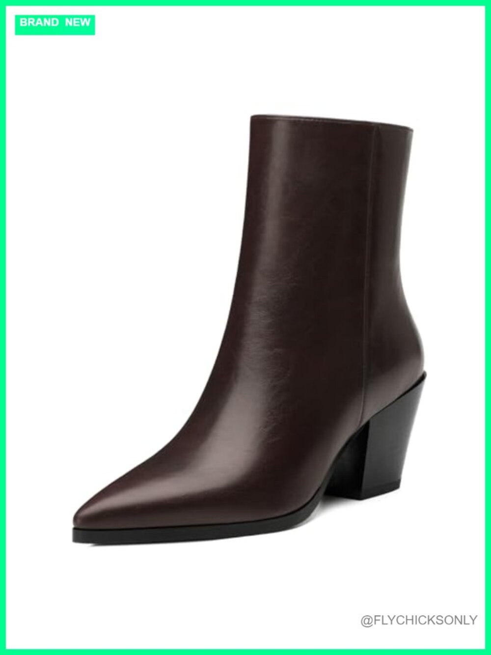 Faux Leather Pointed Toe Chunky Block Heel Ankle Booties Side Zip Everyday Wear